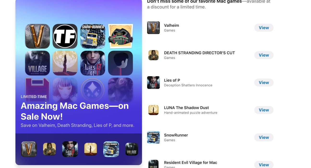 Apple Launches Sale on Mac App Store Games