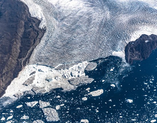 A picture of Greenland's ice sheet near Baffin Bay.