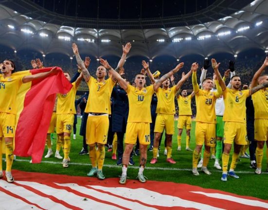 Romania celebrate qualifying for Euro 2024