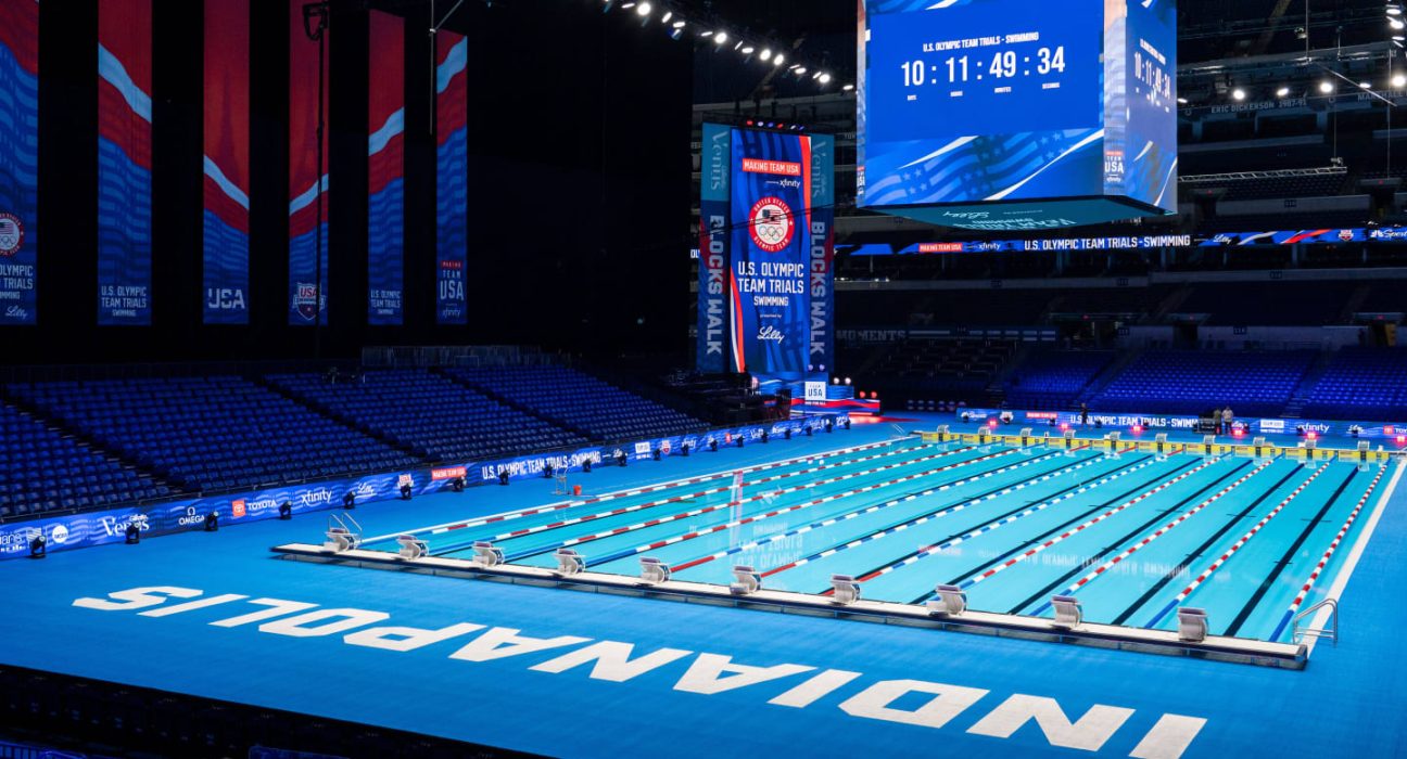 How an NFL Stadium Transformed into a Swimming Pool for U.S. Olympic Trials