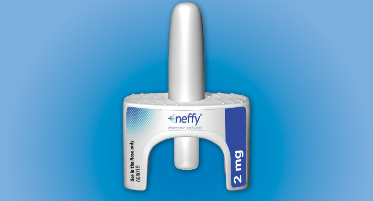 A picture of an epinephrine nasal spray for the treatment of severe allergic reactions