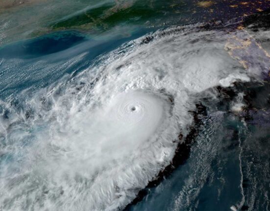 an aerial view of a hurricane