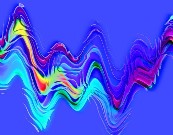 Multicolored wavy lines